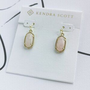 ✨Kendra Scott✨ Lee Gold Drop Earrings Rose Quartz